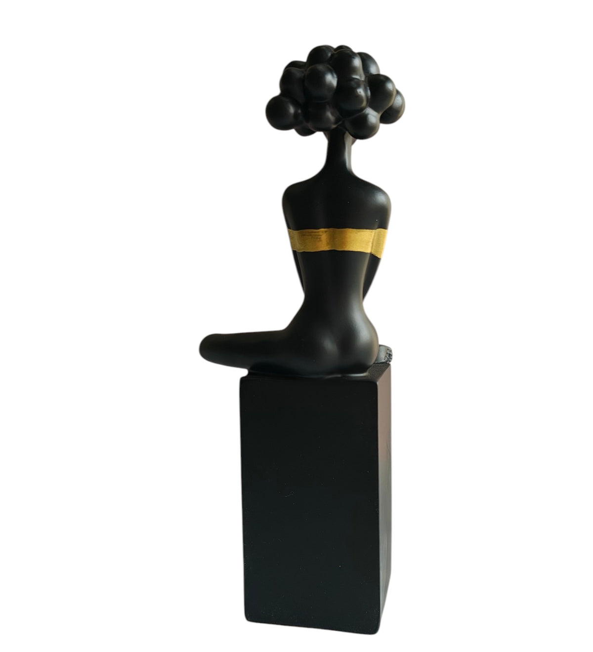 Black Bubble Hair Sitting Lady