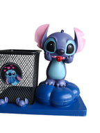 Cute Stitch Desk Buddy - Metal Mesh Pen Holder with Figurine