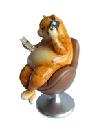 Boss Cat - Millionaire Cat on Swivel Chair with Money & Phone Figurine