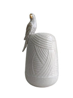 Golden Parrot Perch - Speckled White Ceramic Vase