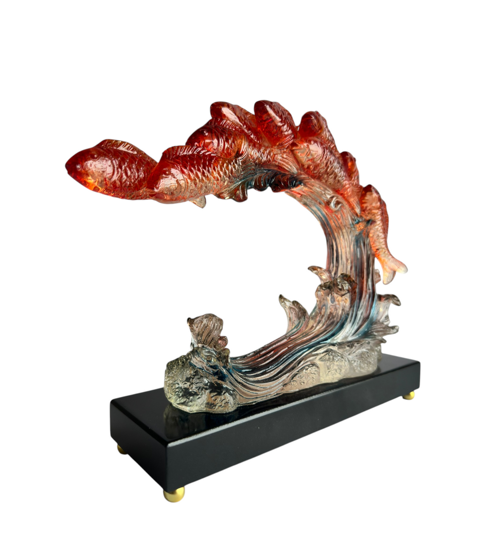 Premium Koi Fish Wave Decorative Showpiece
