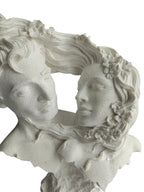 Soulmates Love Couple Bust Statue - Romantic Couple Face with Floral Hair