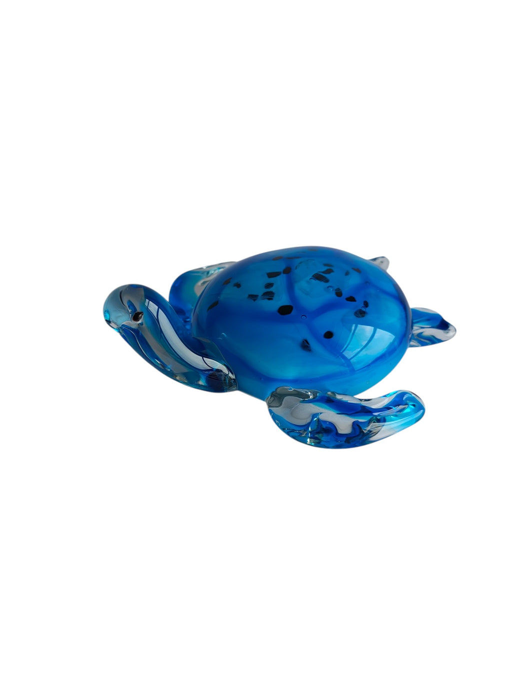Blue Ocean Glass Turtle Showpiece - Coastal Ocean Animal Art Glass