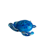 Blue Ocean Glass Turtle Showpiece - Coastal Ocean Animal Art Glass