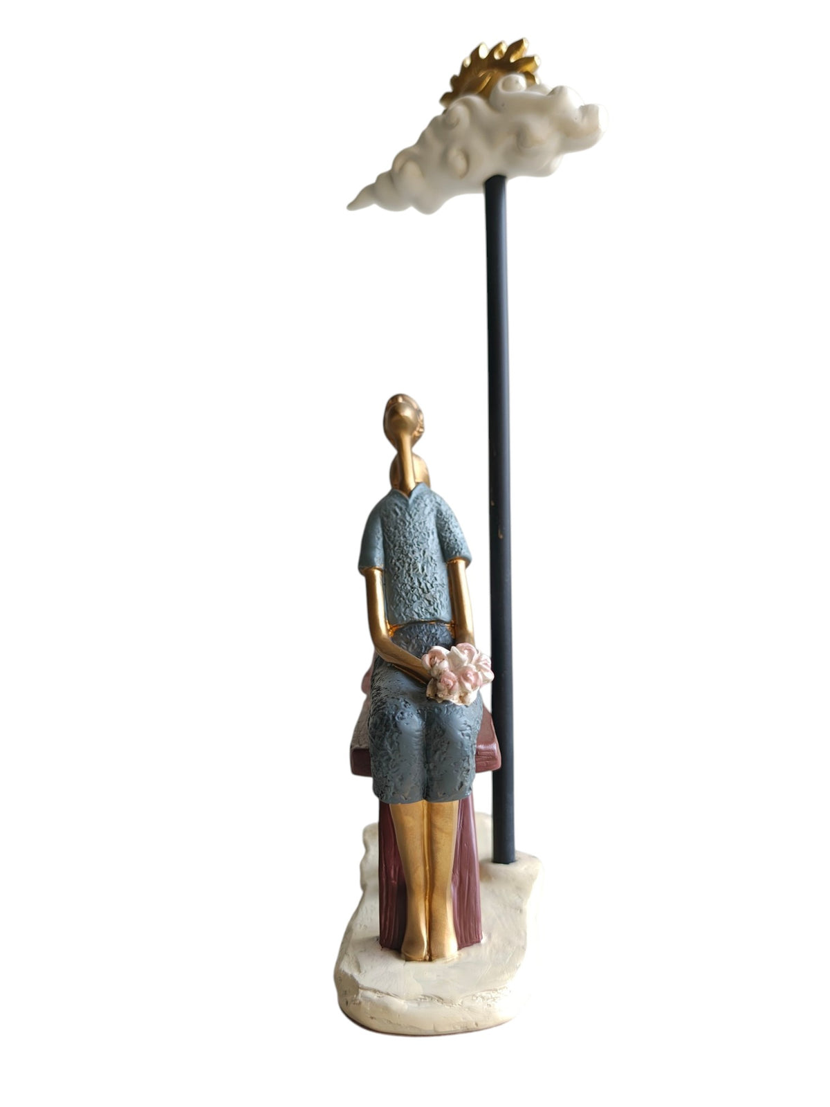 Sunny Day Dreamers - Couple on Bench Under Sun & Cloud Showpiece