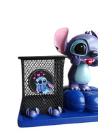 Cute Stitch Desk Buddy - Metal Mesh Pen Holder with Figurine