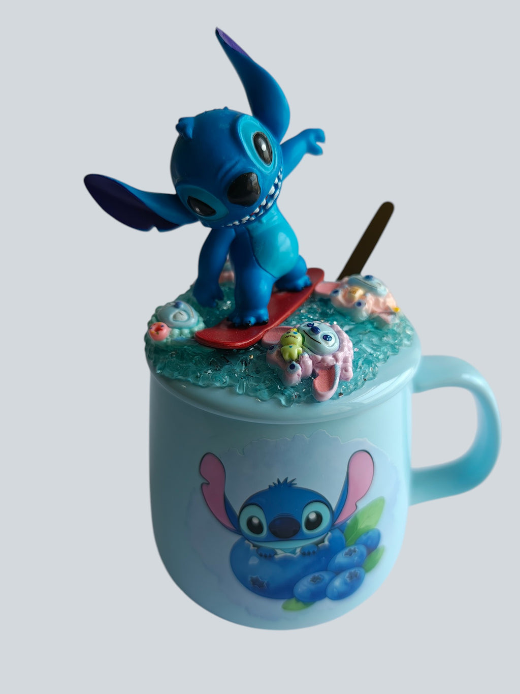 Stitch 3D- Mug & Lid Set - Surfer Blueberry Edition
