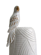 Golden Parrot Perch - Speckled White Ceramic Vase