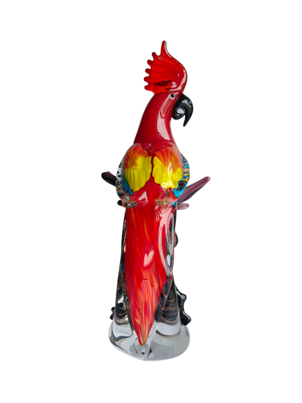 Vibrant Red Parrot Glass Decorative Figurine