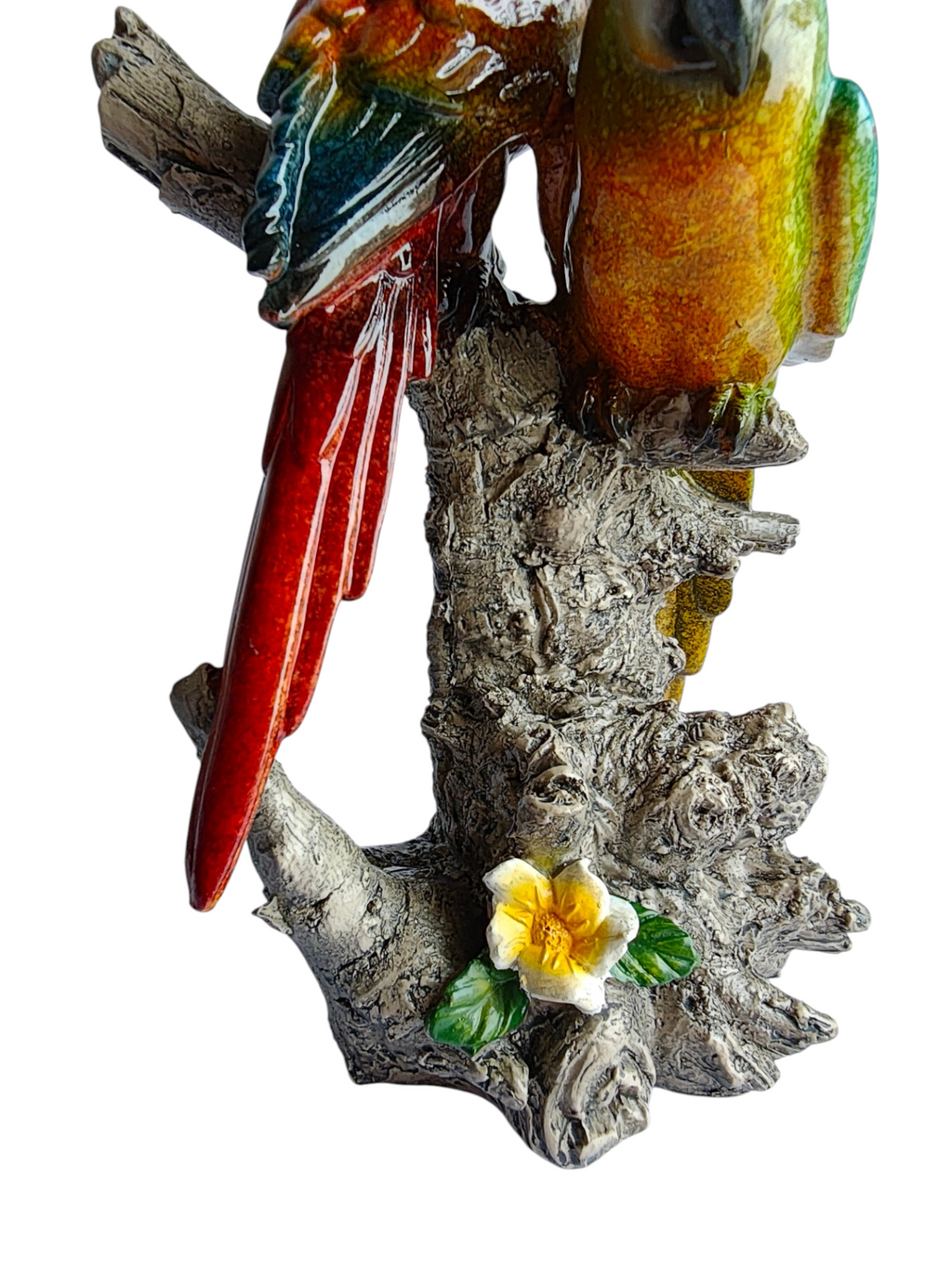 Tropical Companions - Pair of Lovebird Macaw Parrots Couple Figurine
