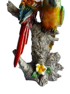 Tropical Companions - Pair of Lovebird Macaw Parrots Couple Figurine