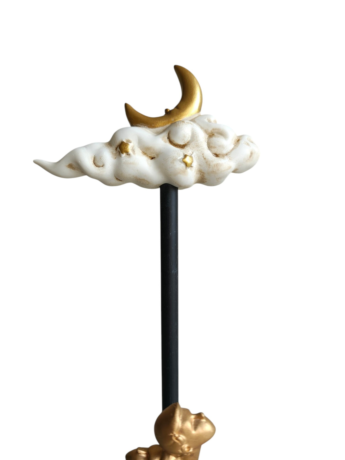 Moonlit Dream Couple - Romantic Bench Figurine with Crescent Moon Cloud (Turquoise Green & Blue)