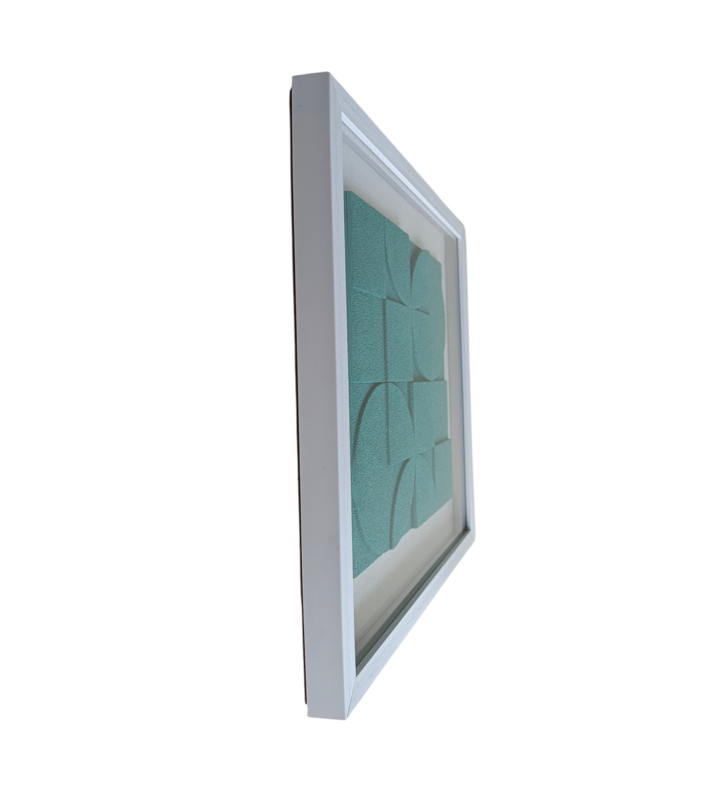 Aqua Harmony | Textured Geometric Wall Art Frame
