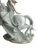 Lady Riding White Horse Showpiece - Victorian Porcelain Princess Figurine