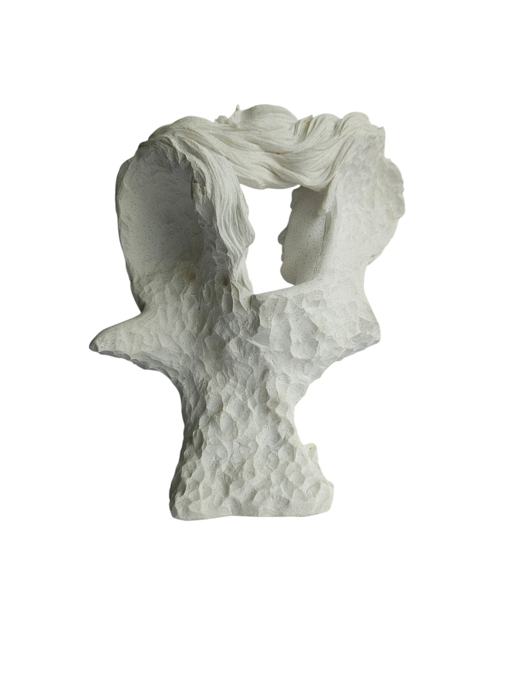 Soulmates Love Couple Bust Statue - Romantic Couple Face with Floral Hair