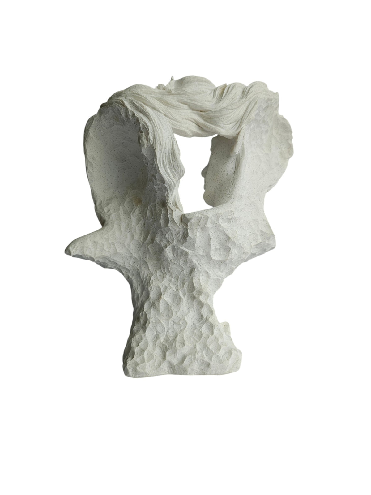 Soulmates Love Couple Bust Statue - Romantic Couple Face with Floral Hair