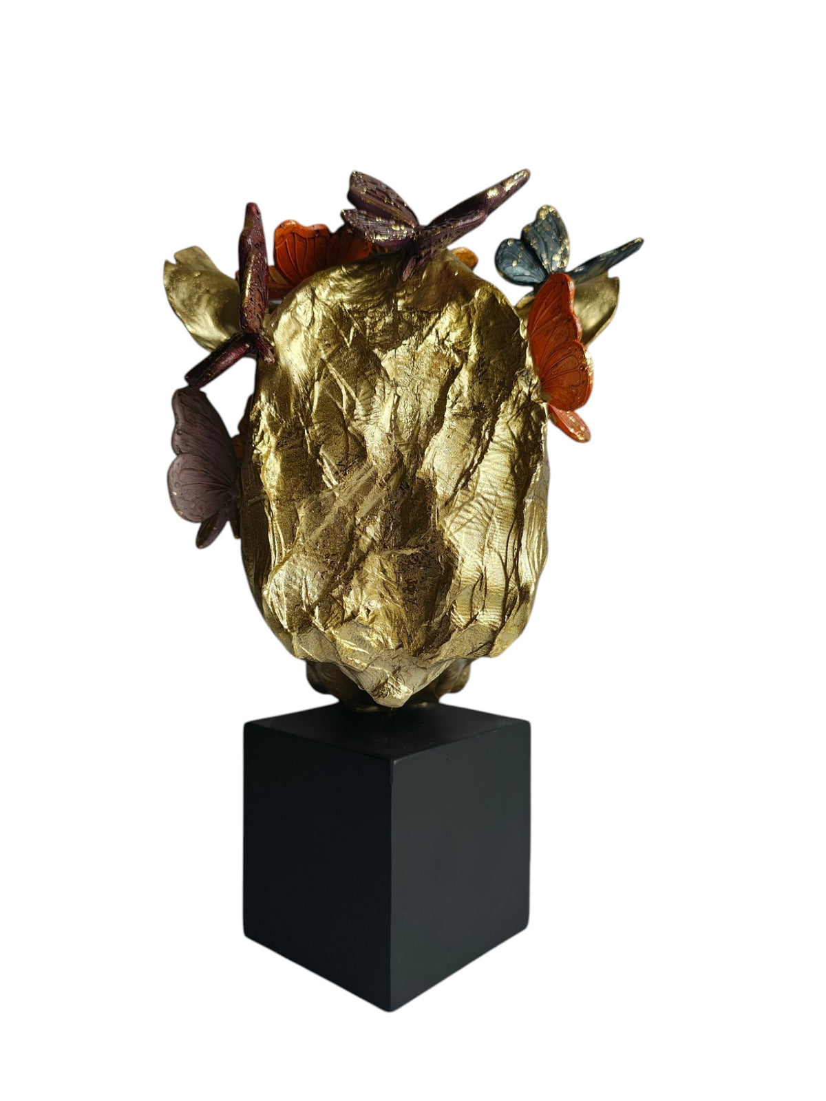 Golden Rhino Butterfly Sculpture - Luxury Resin Table Decor