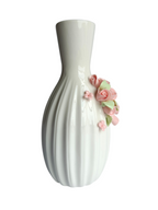 White Ceramic Vase with 3D Pink Rose Applique