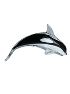 Midnight Orca - Handblown Murano-Style Glass Dolphin Figurine