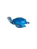 Blue Ocean Glass Turtle Showpiece - Coastal Ocean Animal Art Glass
