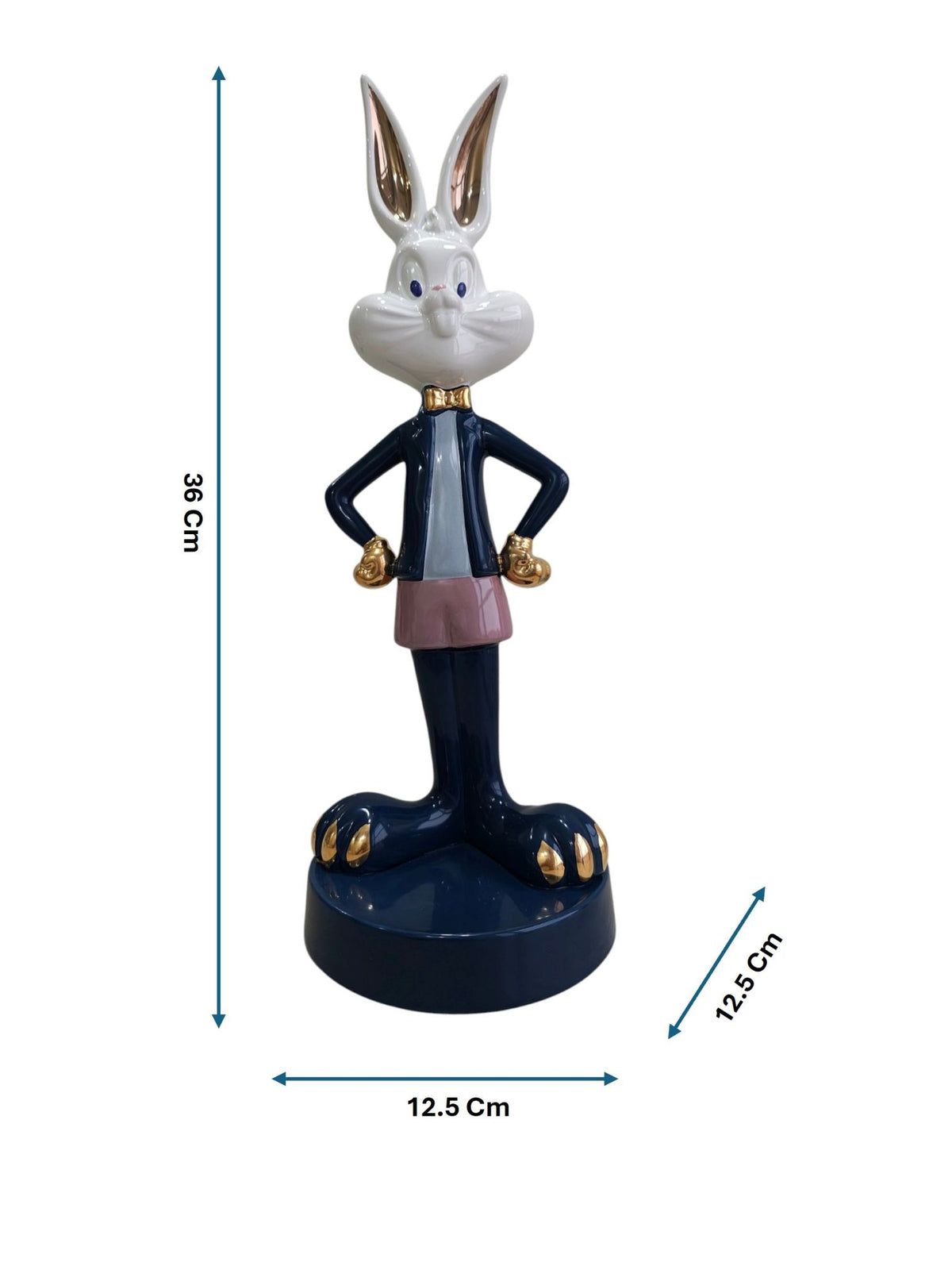 Boss Bunny Deluxe - Navy & Gold Ceramic Sculpture