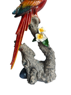 Scarlet Majesty - Lifelike Red Macaw Parrot on Branch Figurine