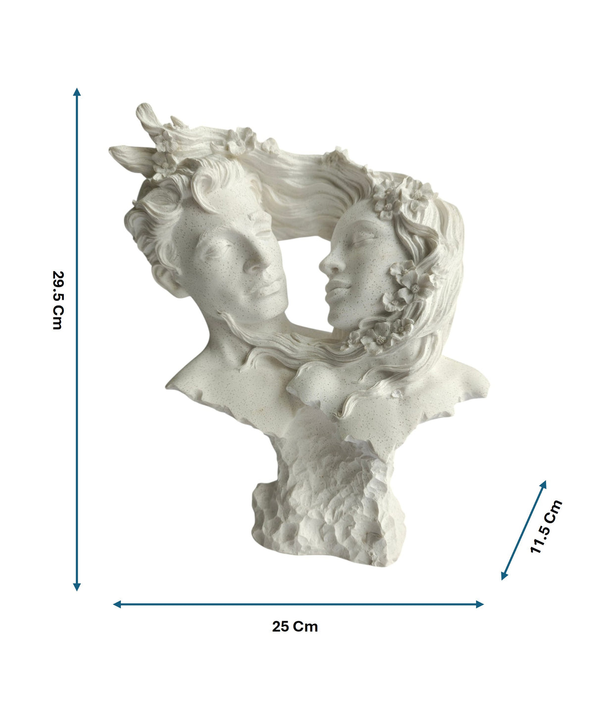 Soulmates Love Couple Bust Statue - Romantic Couple Face with Floral Hair
