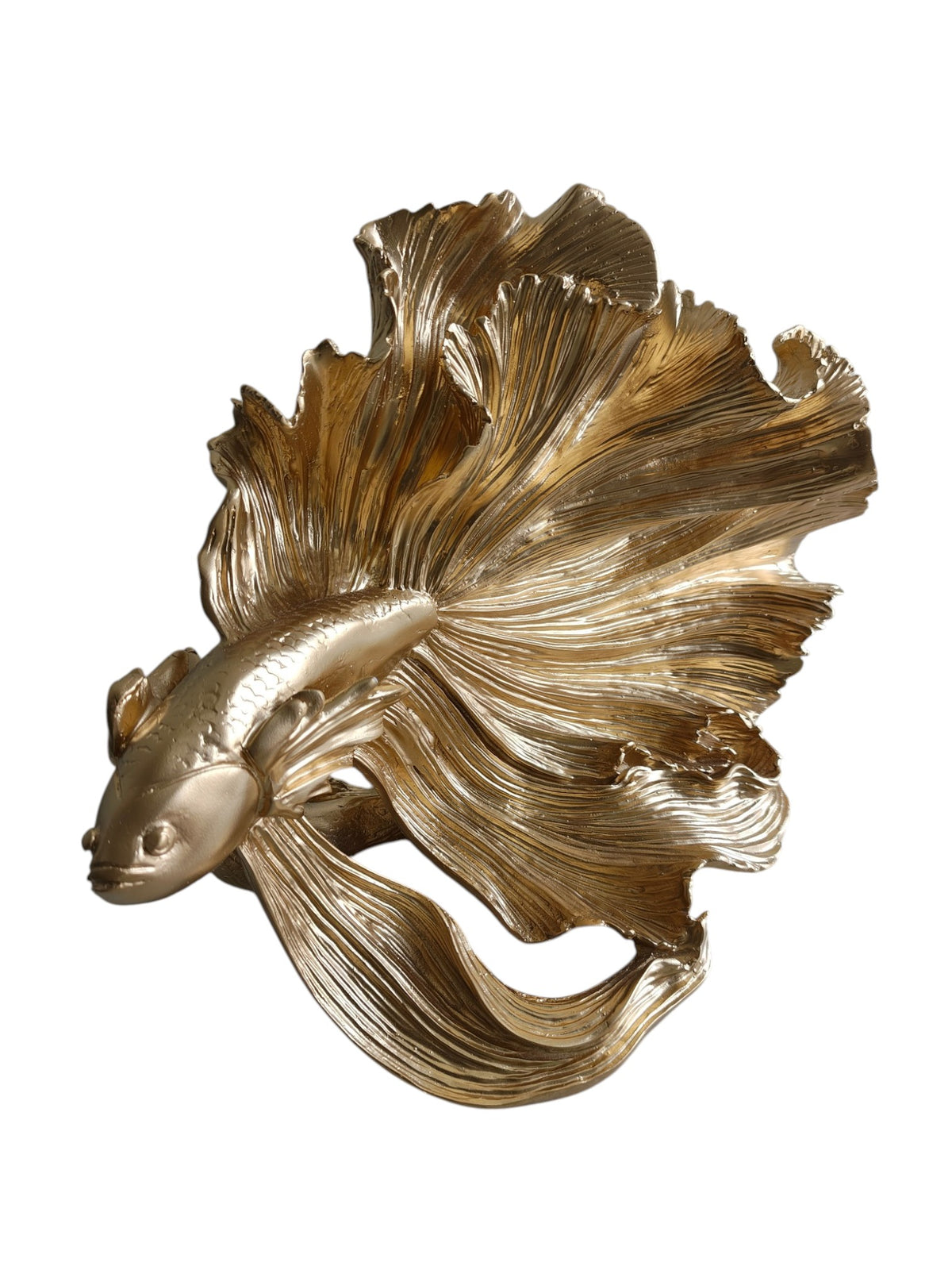 Golden Betta Fish Sculpture - Luxe Metallic Statement Decor - Sun Mun Edition