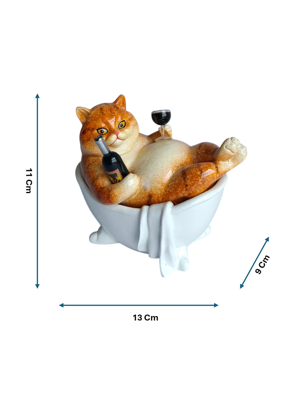 Chill Cat - Drunk Cat in Bathtub with Wine Bottle Figurine