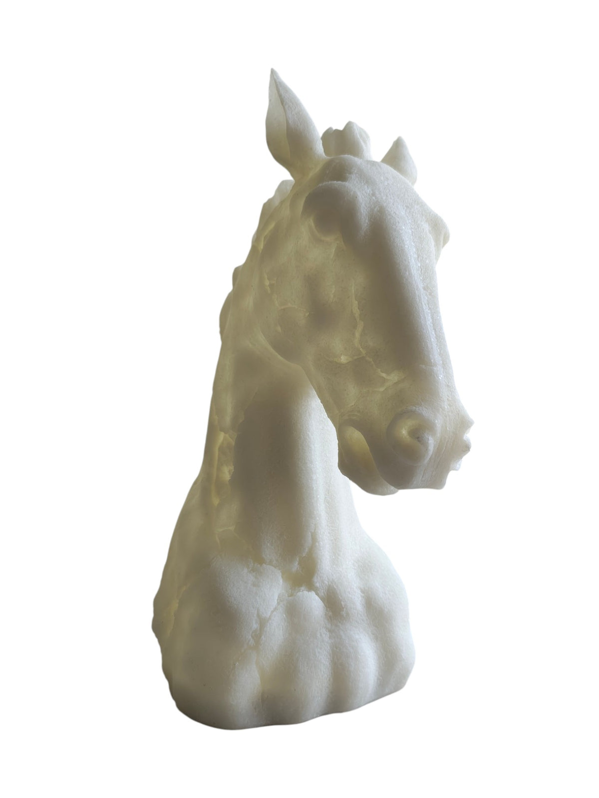Marble Finish Horse Head Sculpture (White)