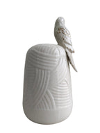 Golden Parrot Perch - Speckled White Ceramic Vase