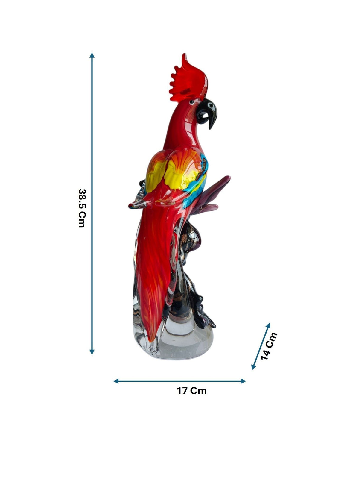Vibrant Red Parrot Glass Decorative Figurine