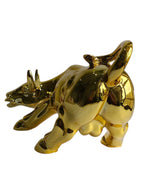 Golden Charging Bull Statue - Luxury Table Showpiece