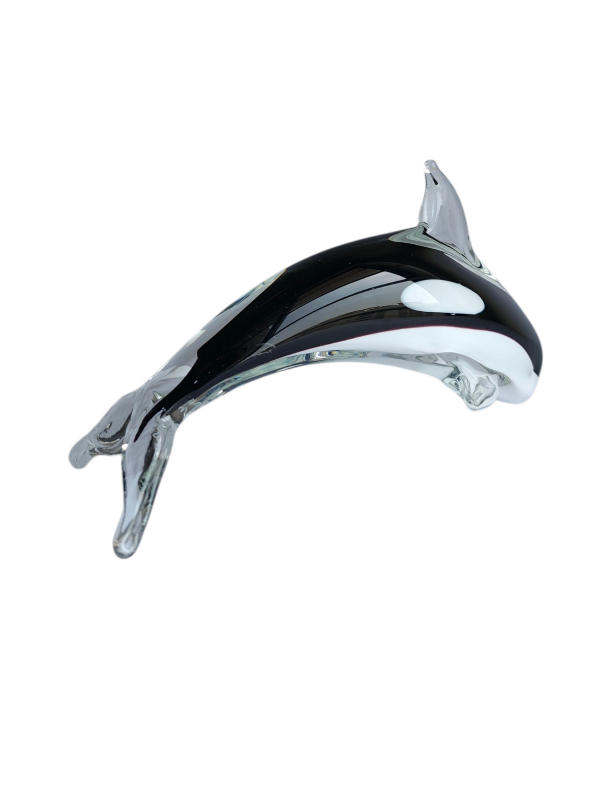 Midnight Orca - Handblown Murano-Style Glass Dolphin Figurine