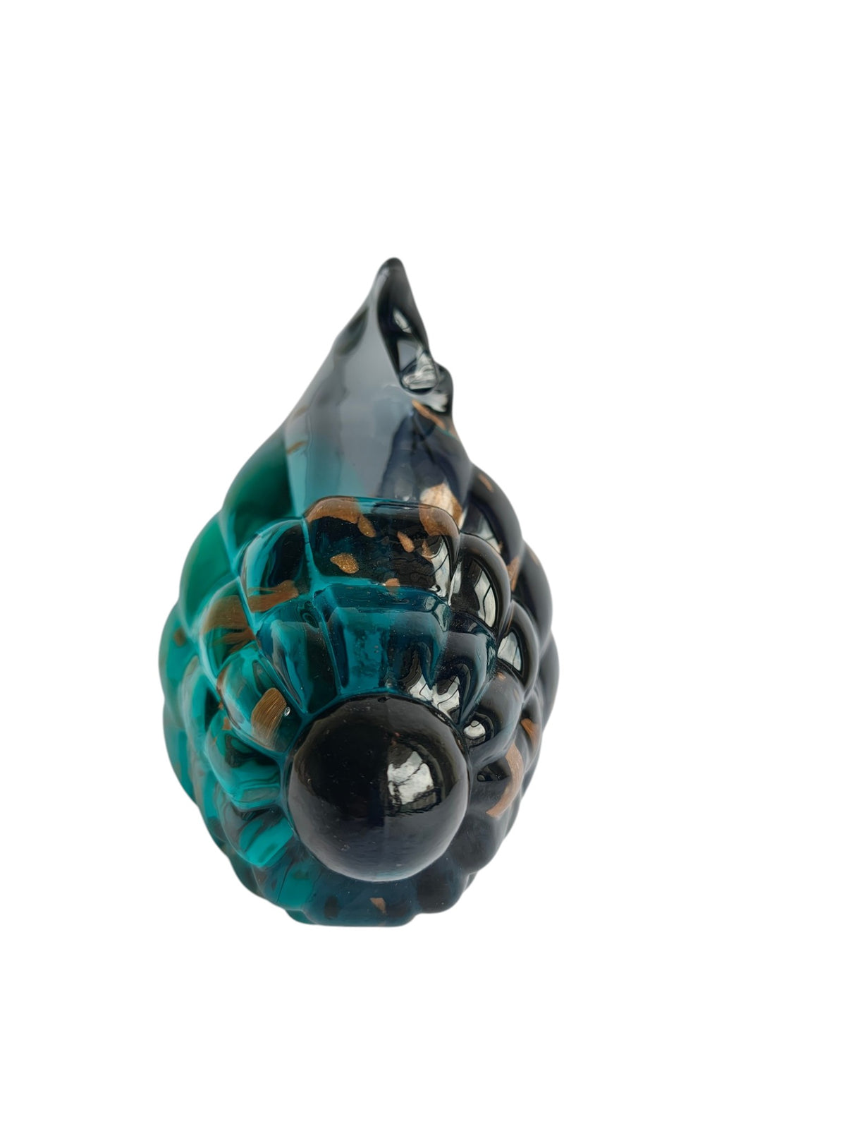 Luxury Aqua Blue Conch Shell Showpiece - Hand Blown Glass with Gold Flakes