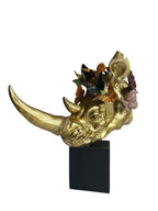 Golden Rhino Butterfly Sculpture - Luxury Resin Table Decor