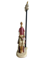 Moonlit Romance - Romantic Couple Sitting on Bench with Dog Figurine