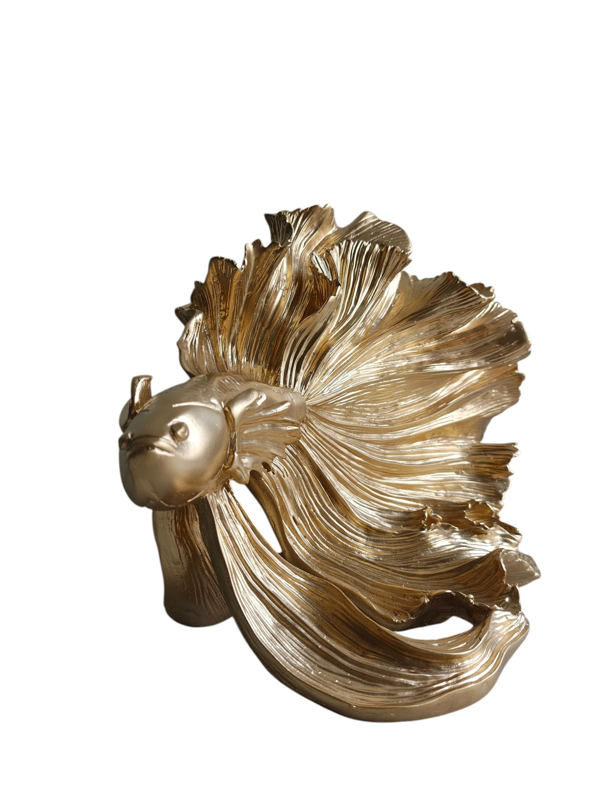 Golden Betta Fish Sculpture - Luxe Metallic Statement Decor - Sun Mun Edition