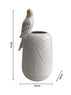 Golden Parrot Perch - Speckled White Ceramic Vase
