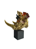 Golden Rhino Butterfly Sculpture - Luxury Resin Table Decor
