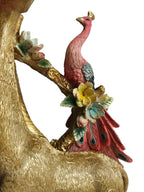 Golden Giraffe with Twin Peacocks Sculpture - Luxury Resin Table Decor