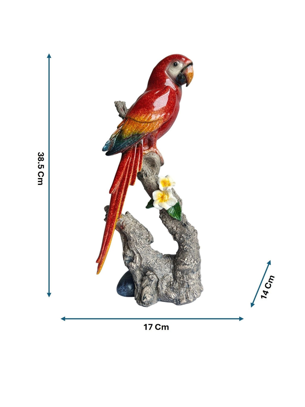 Scarlet Majesty - Lifelike Red Macaw Parrot on Branch Figurine