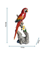 Scarlet Majesty - Lifelike Red Macaw Parrot on Branch Figurine