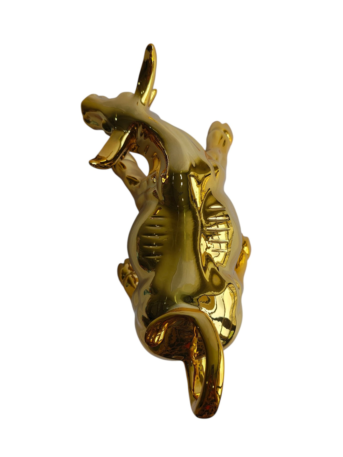 Golden Charging Bull Statue - Luxury Table Showpiece