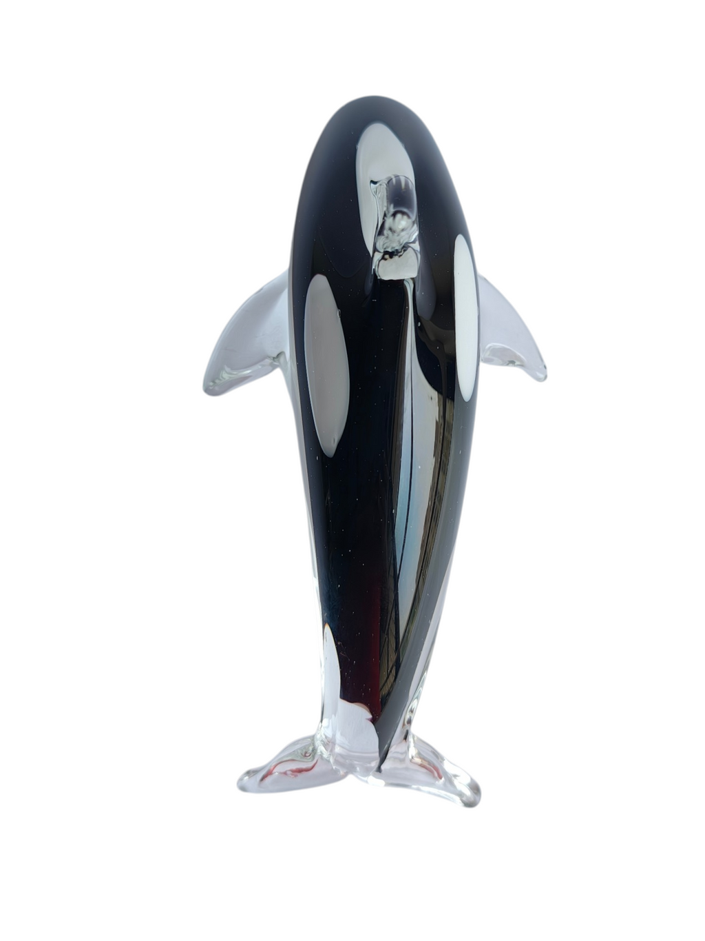 Midnight Orca - Handblown Murano-Style Glass Dolphin Figurine