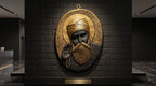 Divine Aura: 3D Black & Gold Guru Nanak Wall Sculpture