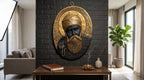 Divine Aura: 3D Black & Gold Guru Nanak Wall Sculpture