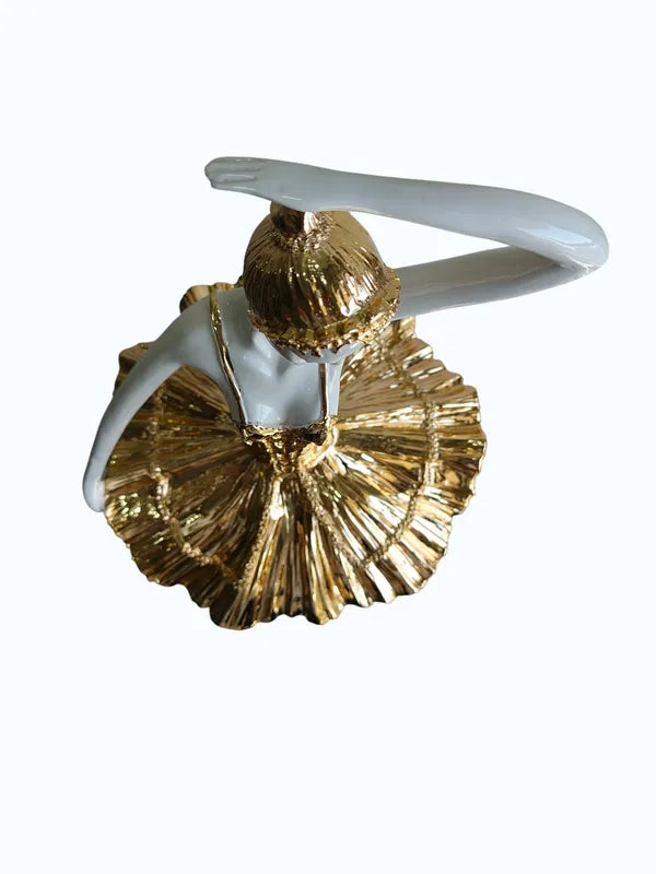 Elegant Golden Ballet Dancer Figurine Showpiece