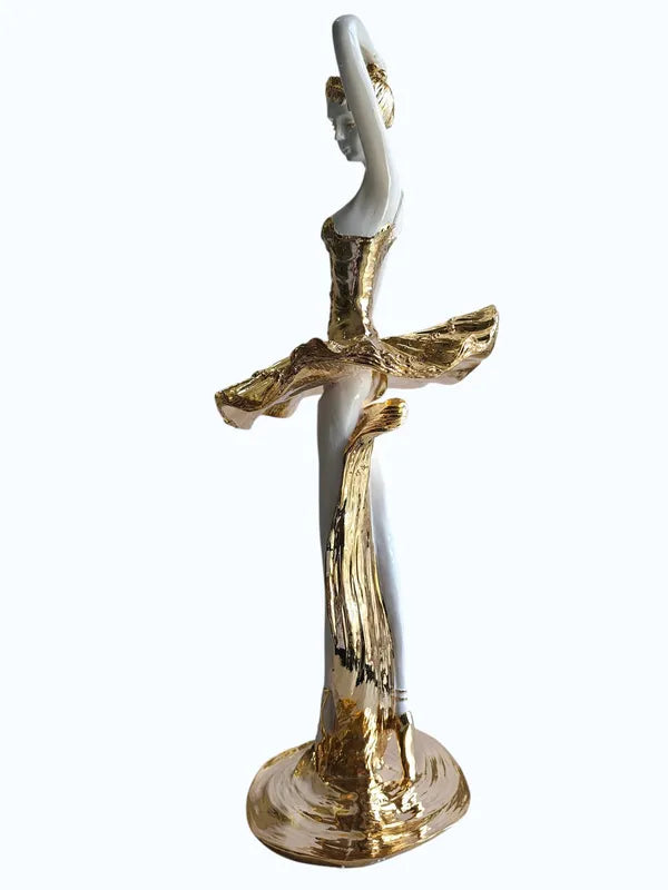 Elegant Golden Ballet Dancer Figurine Showpiece