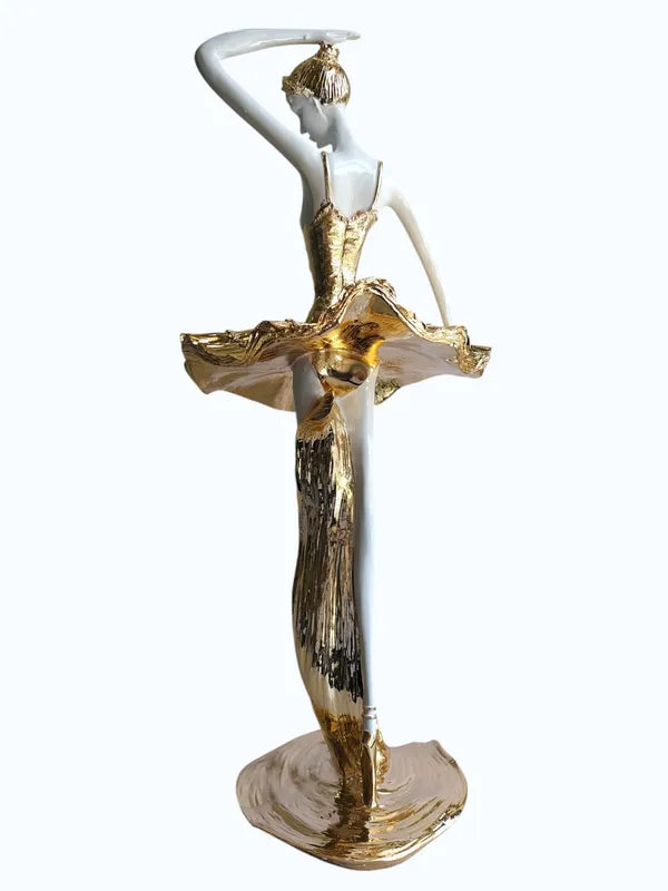 Elegant Golden Ballet Dancer Figurine Showpiece